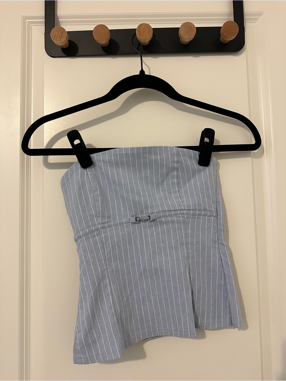 Bershka White/Light Blue Tube Top